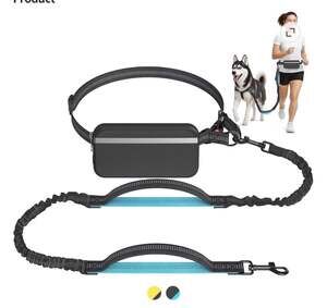 Hands-Free Dog Leash with Waist Pouch and Dual Bungee Handles